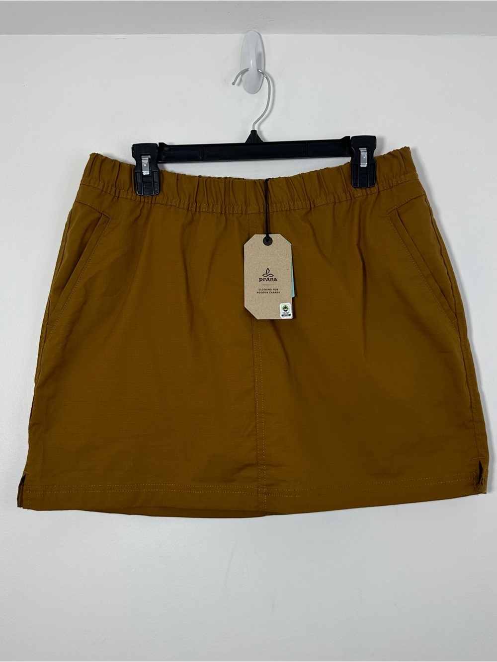 prAna Double Peak Skort Women’s Size 12 Brown Gold Pull-On Outdoor Hiking Skirt